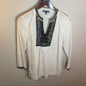 RSVP by Talbots - Women’s blouse MP Medium Petite black and white